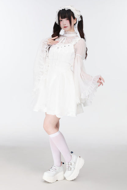 地雷バードサスペンダードレス＋シアースリーブトップス