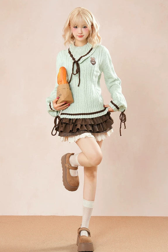 ミントベアニット+ケーキスカート