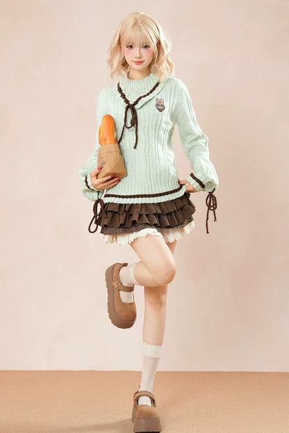 ミントベアニット+ケーキスカート