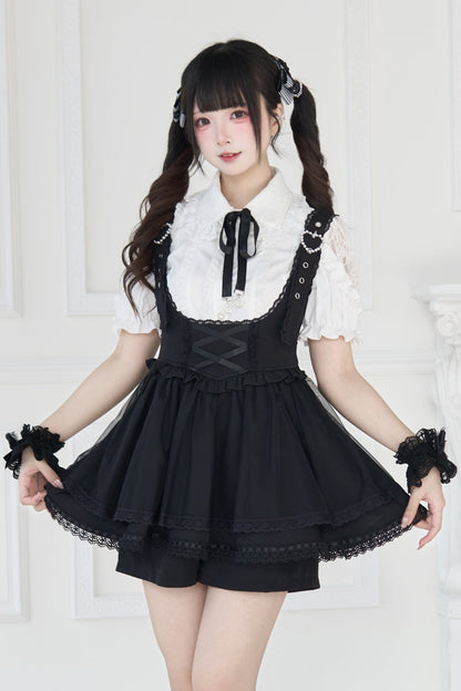 【予約商品】スプレシアーレーススリーブリボンシャツ＋ストラップビスチェドレス