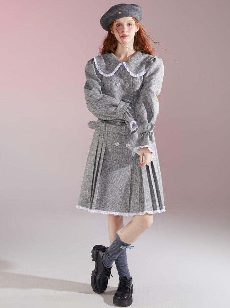 Casual College Style French Retro Doll Collar Dress