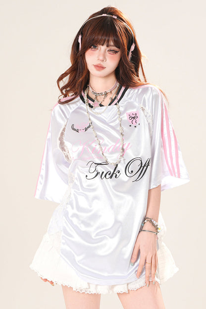 アメリカンVネックレースTシャツ