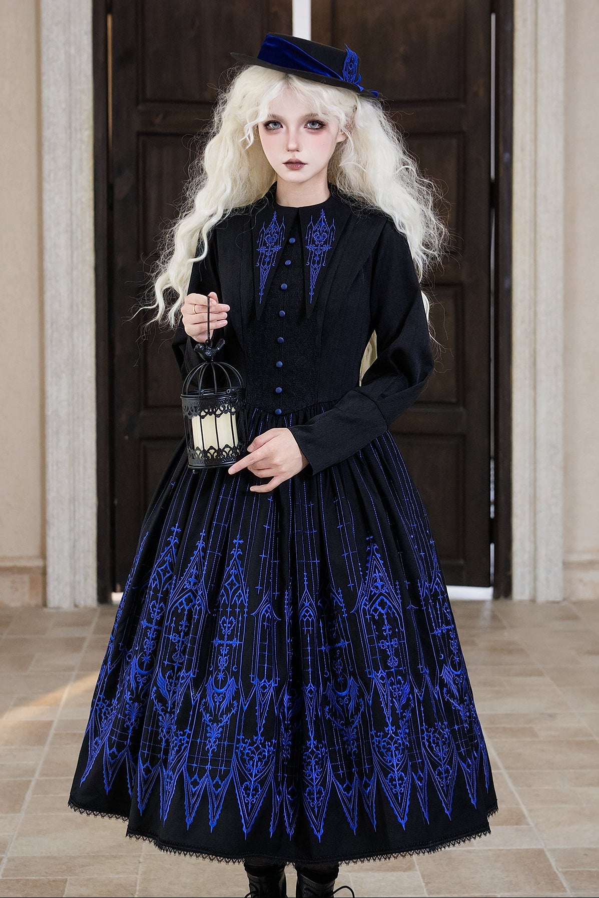 【12月27日予約締切】チャーチエンブロイダリーエレガントポインテッドカラーゴシックドレス