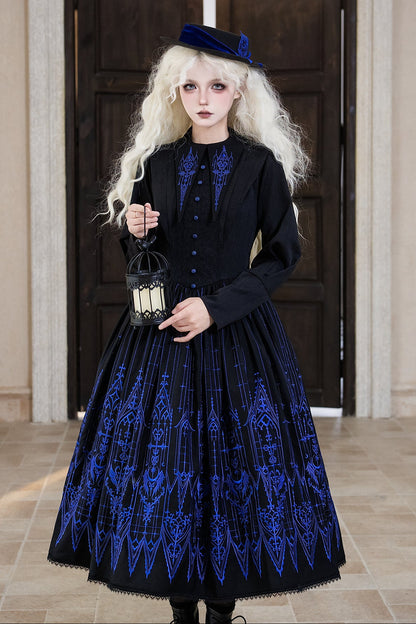 【12月27日予約締切】チャーチエンブロイダリーエレガントポインテッドカラーゴシックドレス