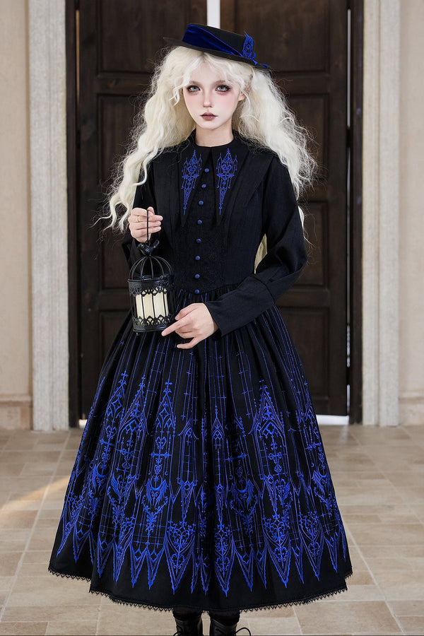 【12月27日予約締切】チャーチエンブロイダリーエレガントポインテッドカラーゴシックドレス