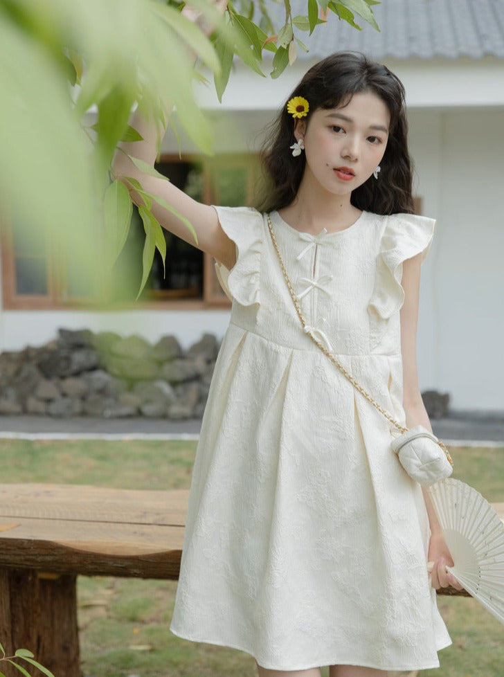 Ribbon France Flying Sleeve Dress