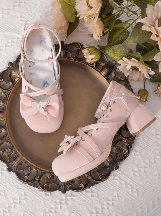 Lolita Sweet Elegant Mid-Heel Round Toe Ribbon Shoes