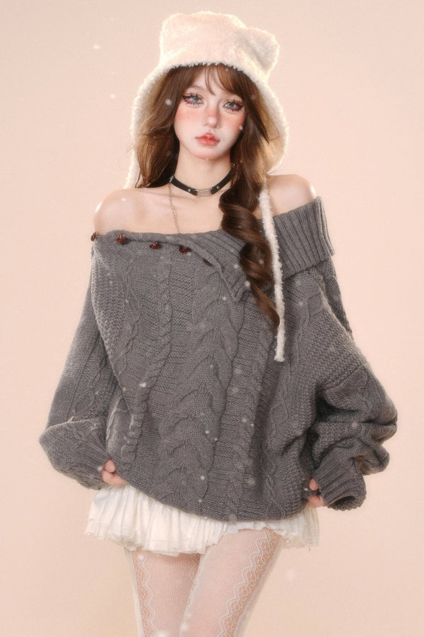 ツイストスラントショルダールーズスウェター