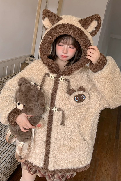 シャムネコフードフリースジャケット