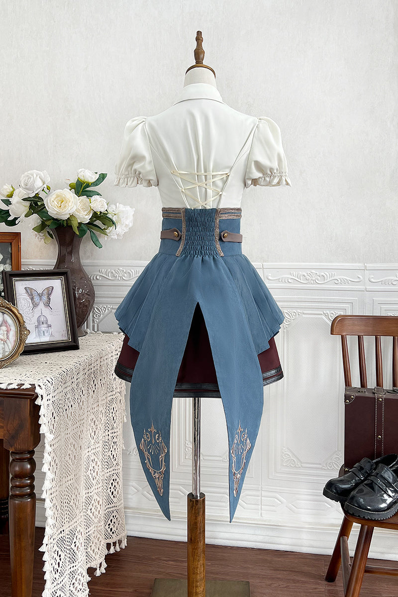 【予約商品】英国風カレッジシャツ+スカート+ベルト