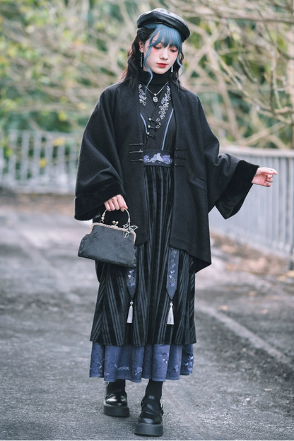 Dark loose fleece cloak