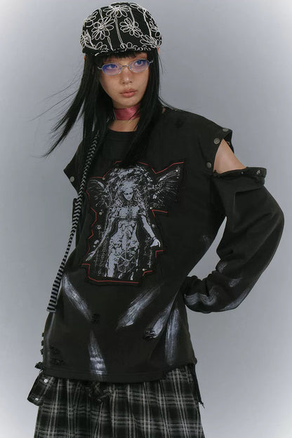 カットアームデザインルーズモードトップス