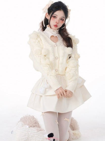 Snow Fur Ball Flared Skirt [Reserved Item