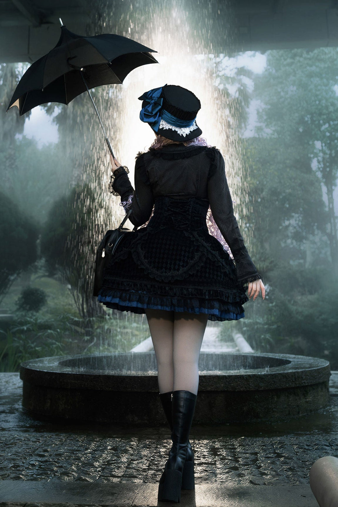 Spider Web Gothic Lace Ribbon Shirt