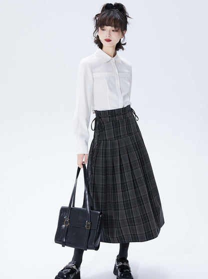 Charlotte Tailor Gray Check Suspender 2wey Skirt