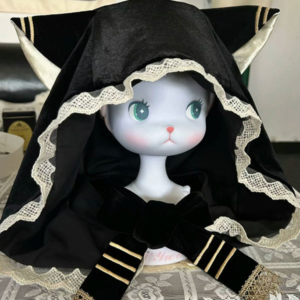 黒猫フリルクロックロリータドレス+パンプキンパンツ