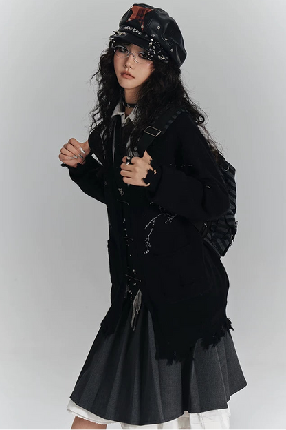 ダークVネックニットカーディガン