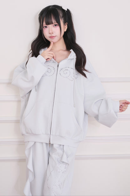 Lace Subculture Hooded Sweatshirt + Camisole + Shorts + Long Pants