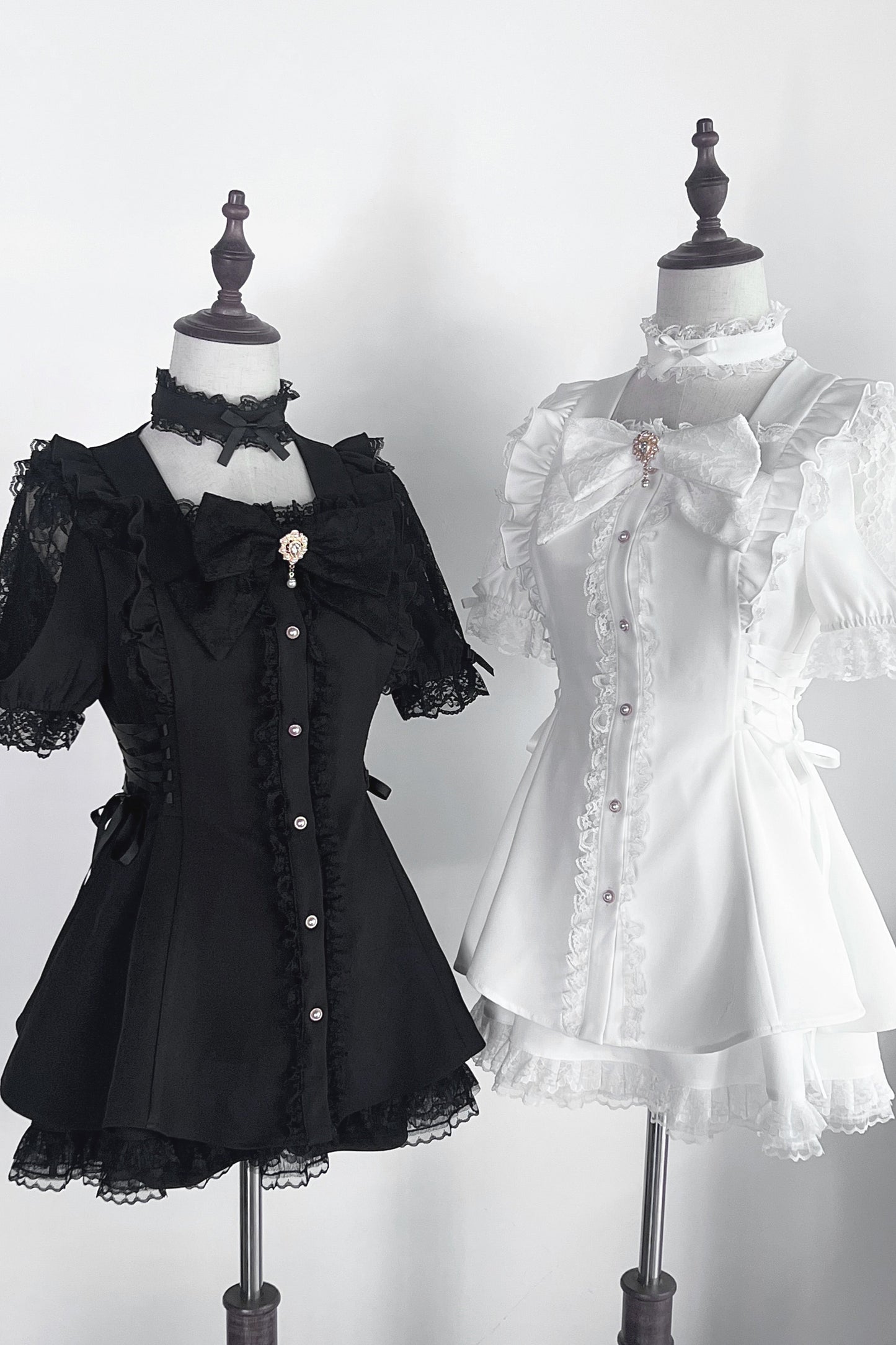 Mine striped lace puff sleeve top + short skirt