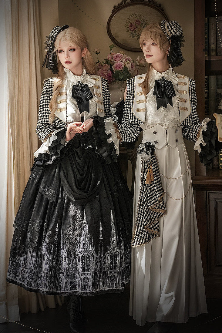 【予約商品】チャーチクワイアゴシックロリータハウンドストゥースドレスアンドプリンススーツフルセット＋コンプリートセット＋ハット