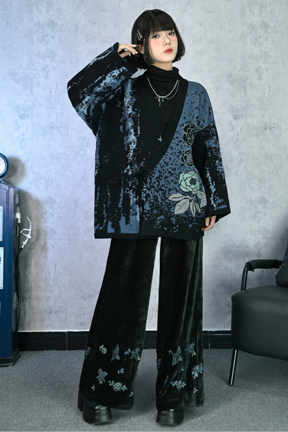 Dark Asymmetrical Design Cardigan