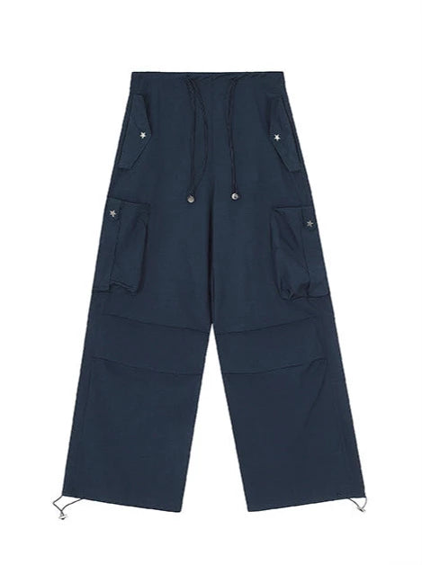 Pantalon cargo ample et étroit à taille haute