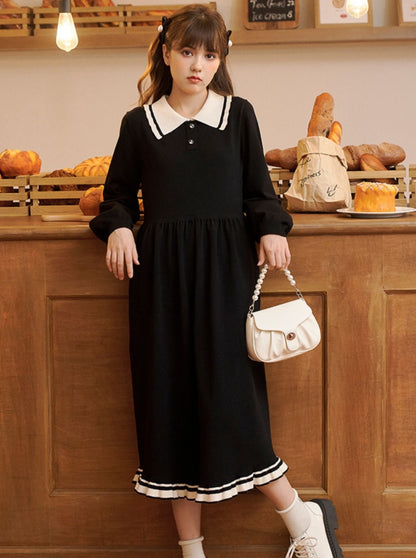 Robe longue en tricot monochrome et girly