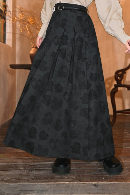 2 new products 81% off "Reincarnation" new Chinese printed I-pleated thickened slimming skirt women's 2025 autumn/winter