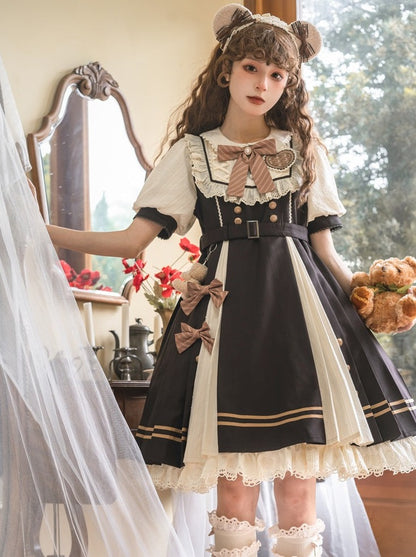 Schokolade mädchenhaftes Retro Lolita Kleid