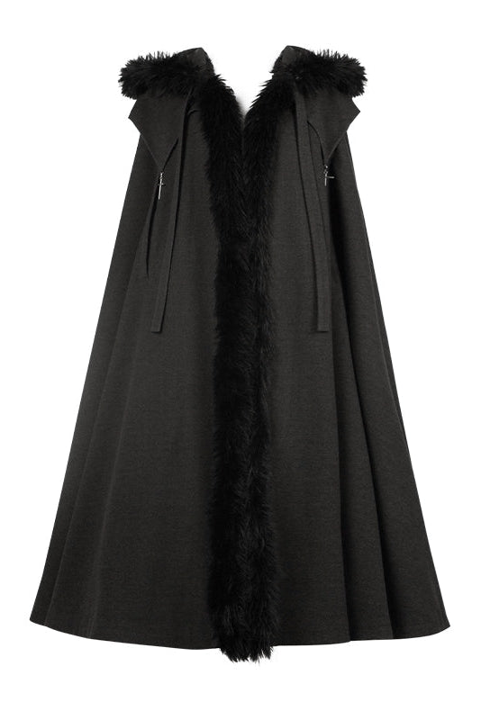 ダークゴシックフリースフードマント