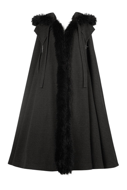 ダークゴシックフリースフードマント