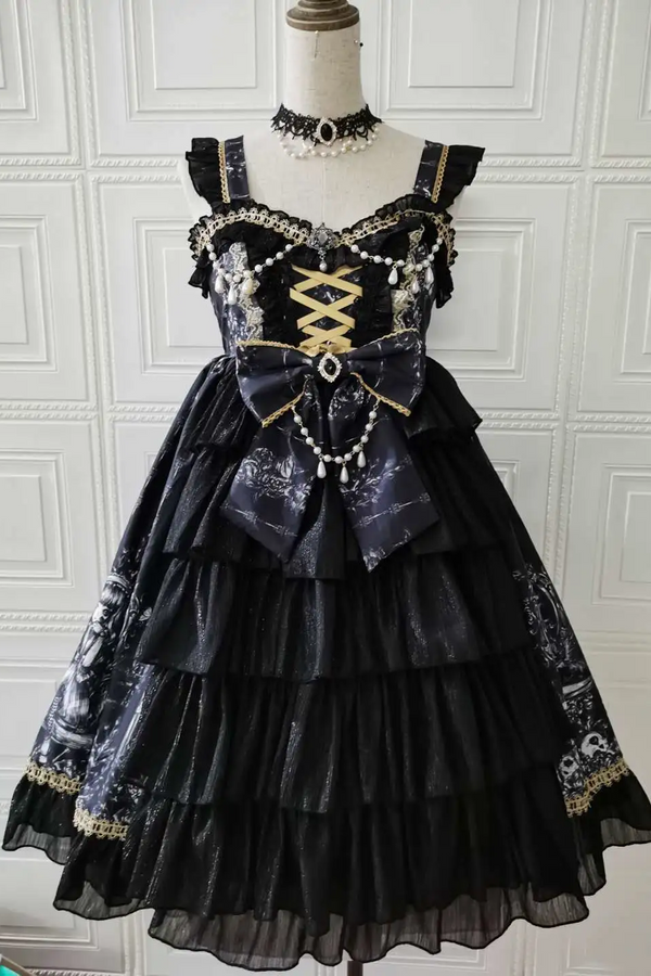 Golden Chic Princess Suspender Dress