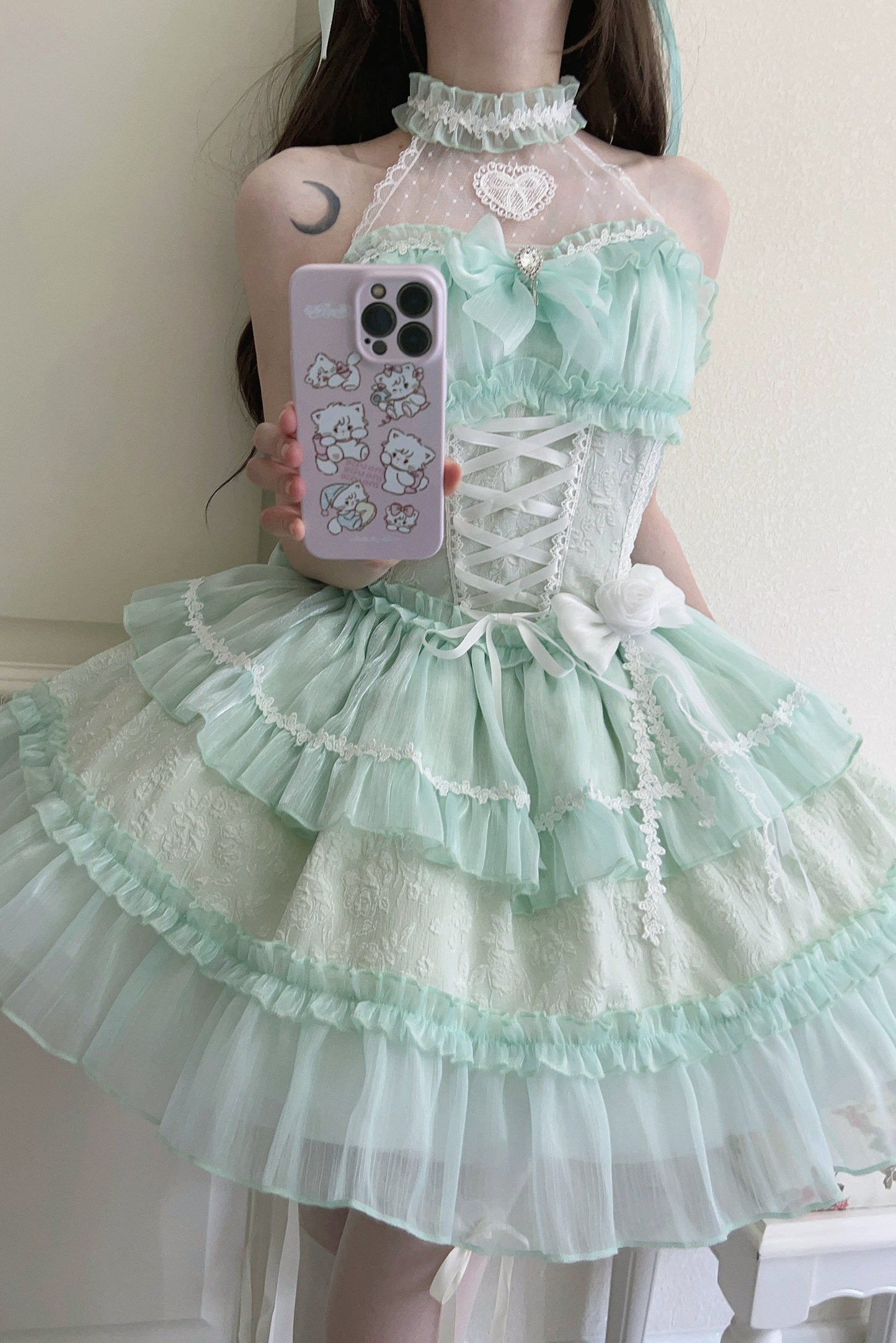 ホルターネックノースリーブシュガーロリータドレス