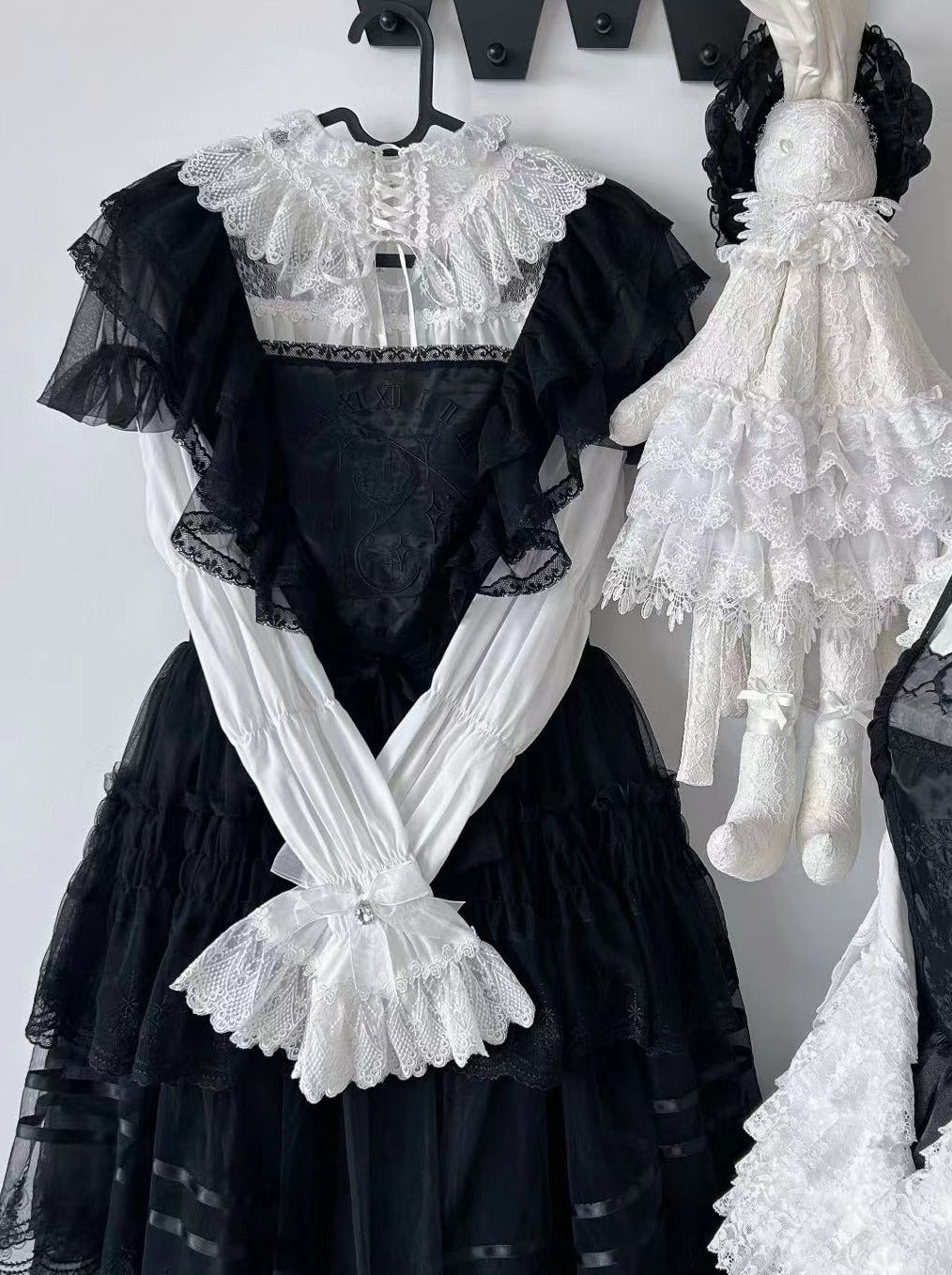 black and white bridal dress Cross Hymn Black Gothic Lolita Long Sleeve Velvet Dress L black and white bridal dress Cross Hymn Black Gothic Lolita Long Sleeve Velvet Dress L