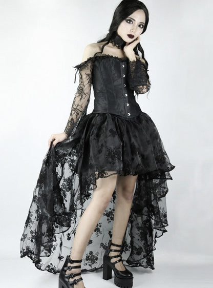 Dark Gothic Trailing Lace Long Skirt