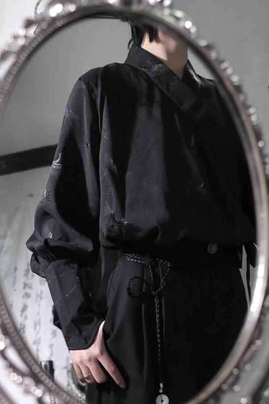 チャイナダークパターンレイヤードイレギュラースーツ