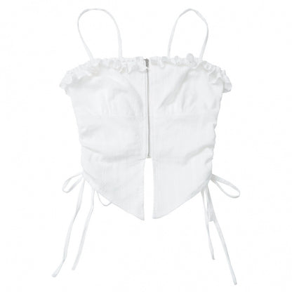 Check Tie Blouse Ursus Camisole + Skirt + Short Top