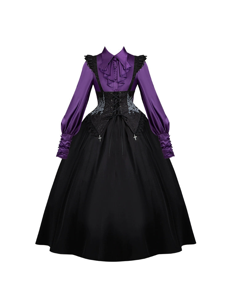 Conjunto de vestido y camisa con sujetador de muelles góticos
