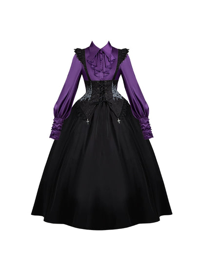 Conjunto de vestido y camisa con sujetador de muelles góticos