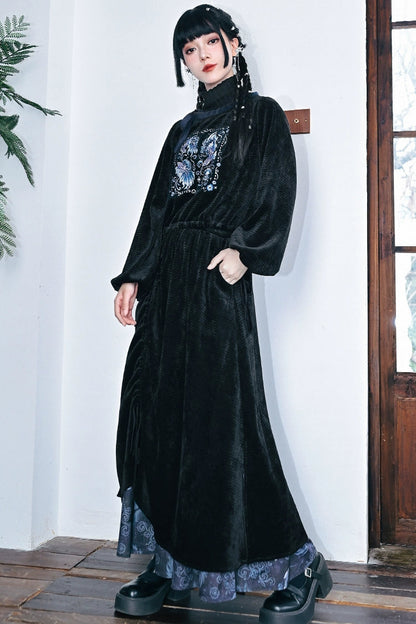 ダークチャイナパッチワークスカート