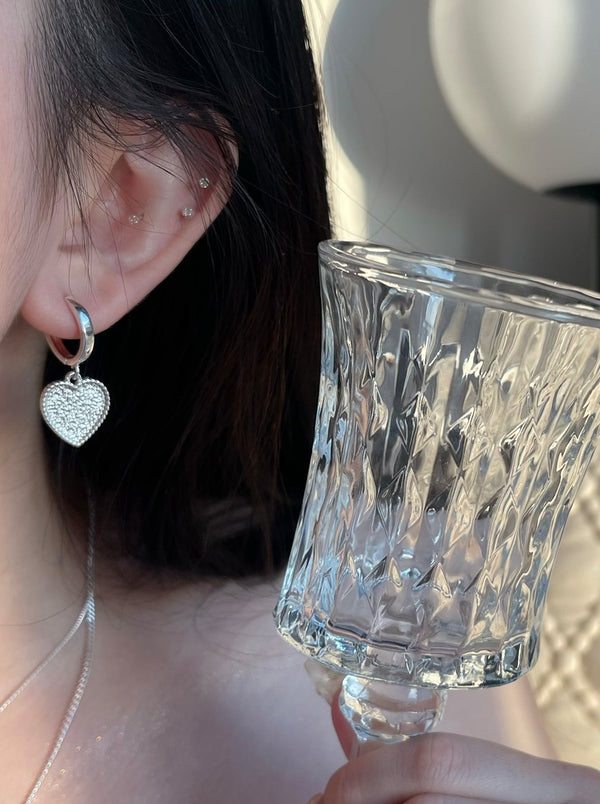 Silver lame heart necklace + earrings