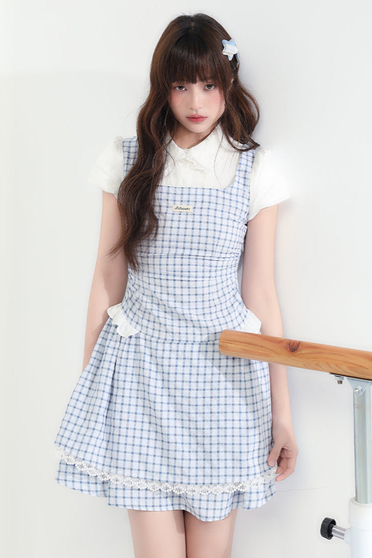 Sweet College Blue Check Dress