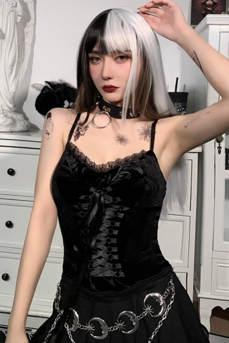 レースコルセットキャミトップス