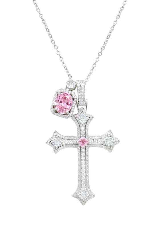 Cross Pink Pendant Necklace