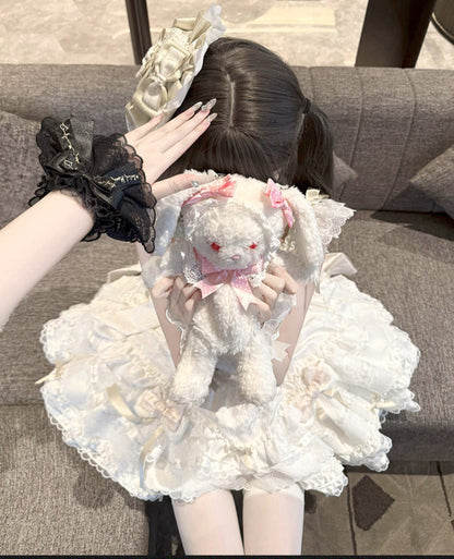 Tricolor dark gothic ribbon dress + accessories
