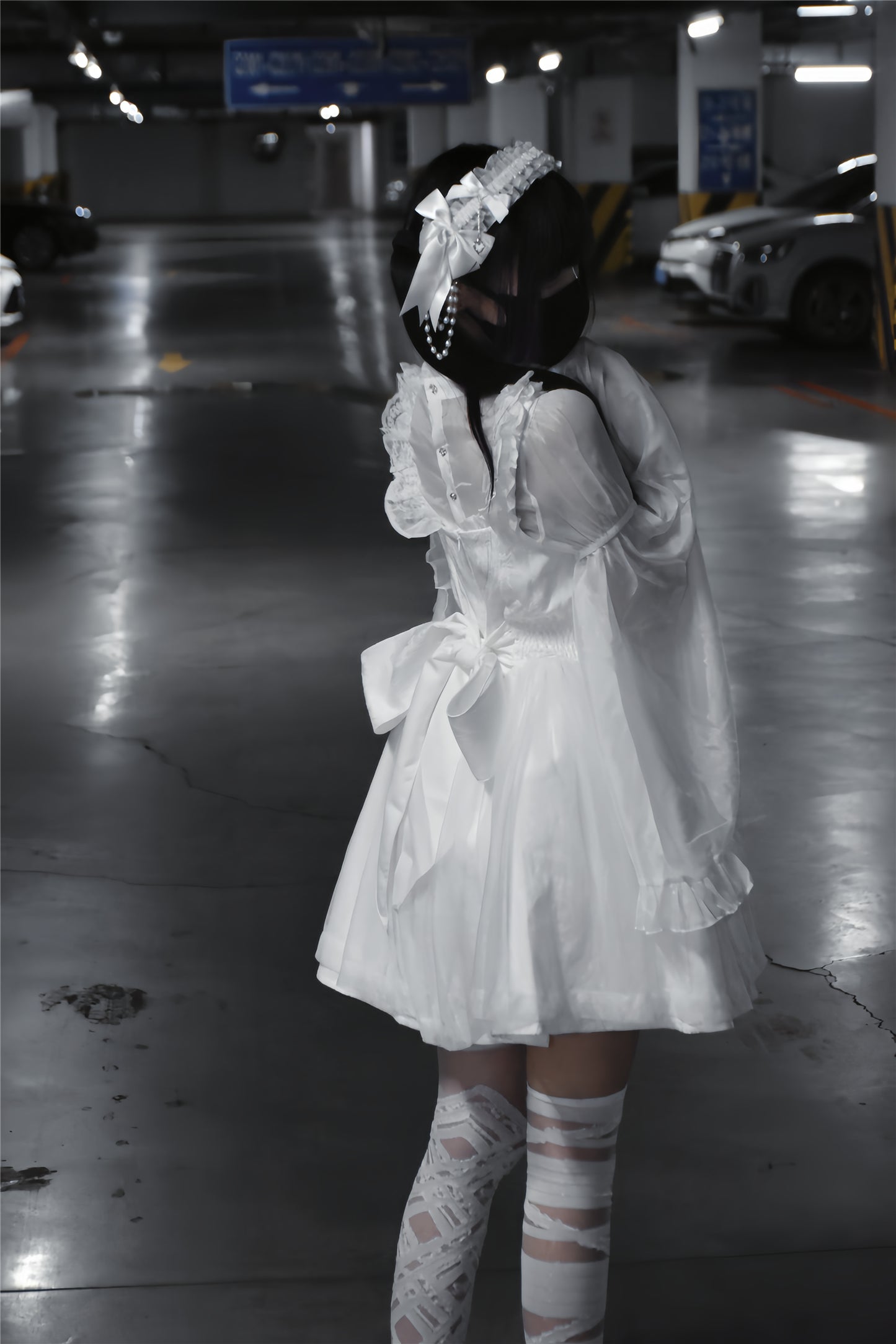 地雷バードサスペンダードレス＋シアースリーブトップス