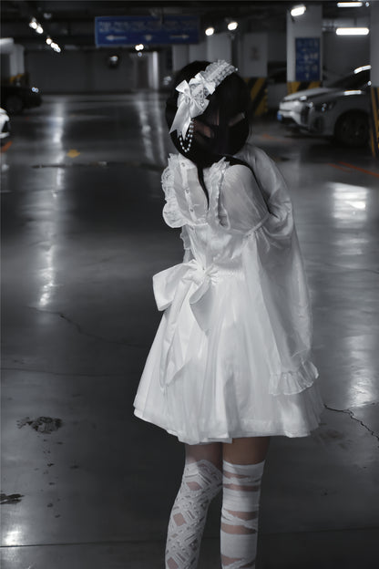 地雷バードサスペンダードレス＋シアースリーブトップス