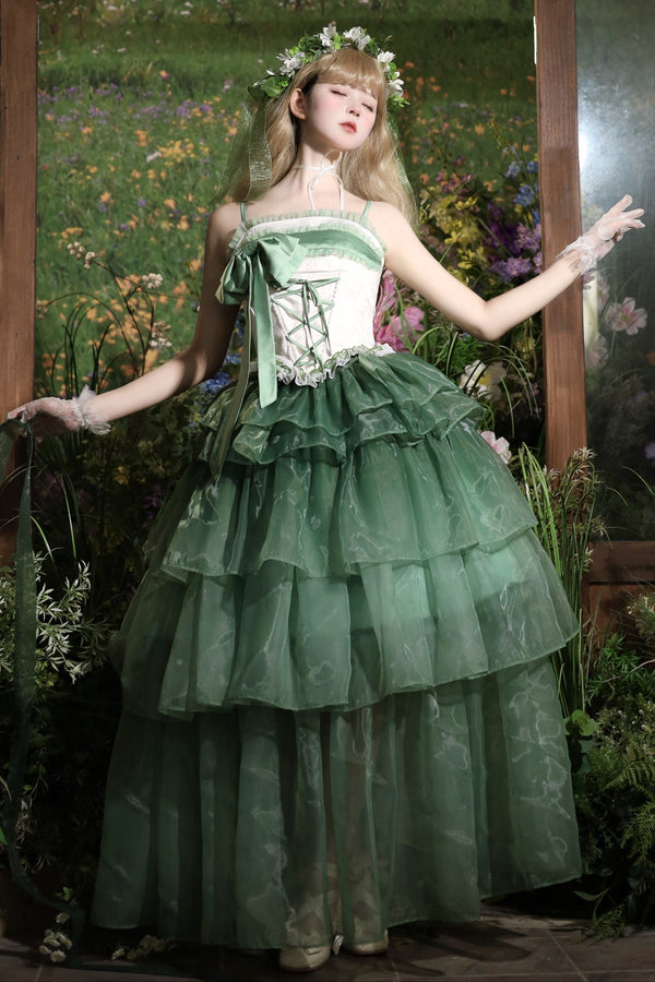 Lily Wisteria Elegant Top + Ruffle Skirt