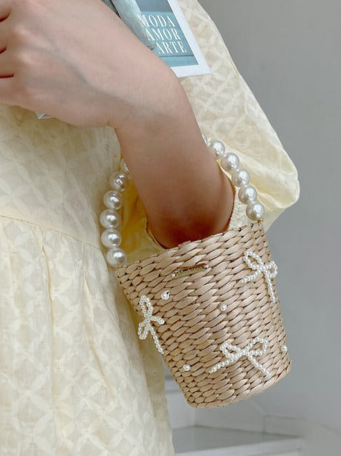 Pearl ribbon mini bag