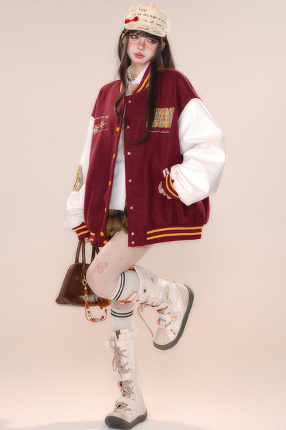 Over -size baseball club jacket